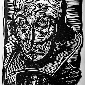 Shakespeare linocut print by Sean Eaby