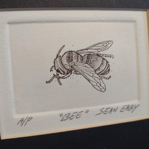 Bee etching by Sean Eaby
