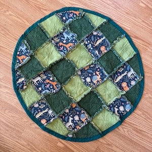 Round Rag Quilt Baby Play Mat | Soft Patchwork Tummy Time Floor Mat