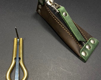 Estuche de cuero para arpa judía hecho a mano: Funda Drymba con cremallera