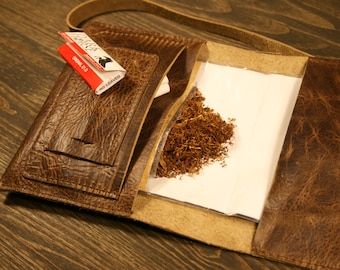Leather tobacco pouch Exclusive leather tobacco pouch Personalized roll Tobacco pouch Vintage leather tobacco rolling pouch