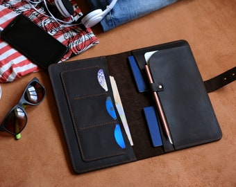 Cartera de viaje de cuero Cartera personalizada Organizador de cartera de viaje Cartera de viaje familiar Cartera de pasaporte Cartera de documentos Regalo personalizado