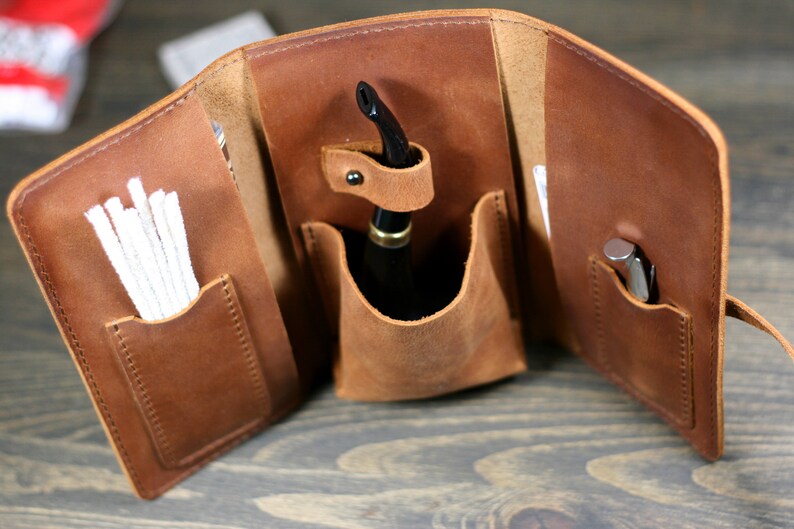 Leather Pipe Roll Leather Pipe Pouch Personalized Pipe Pouch Etsy