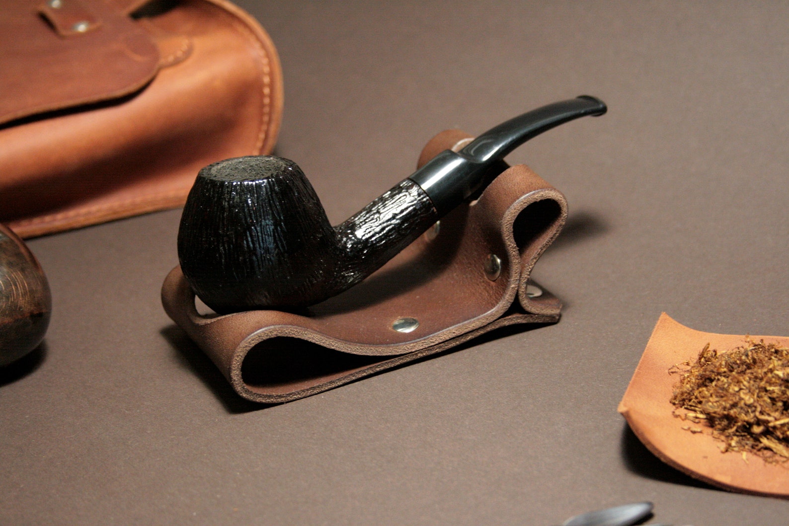 Leather Pipe Stand Handmade Pipe Stand Pipe Holder Pipe Rack Etsy