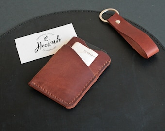 Handmade Distressed Leather Wallet: Personalized Minimalist Card Holder