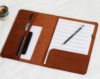 Personalized Leather Portfolio: Handmade A4 Document Folder
