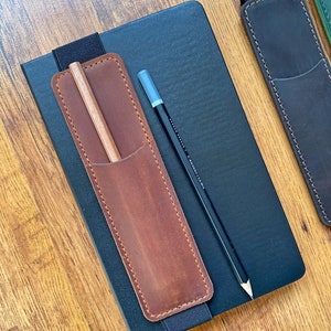 Pen holder with elastic band Pen holder Leather Pen case  Personalized pen holder  Handmade leather holder Universal pen holder