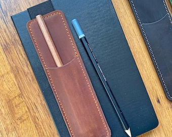 Handmade Leather Pen Holder with Elastic Band: A5/A4 Notebook Case