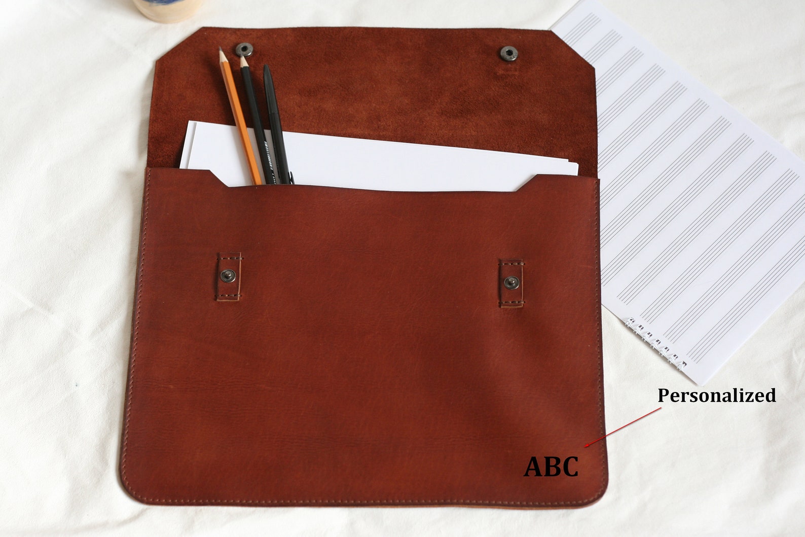 Handmade Crazy Horse Leather Folder: Personalized Document Holder A4/A3 ...