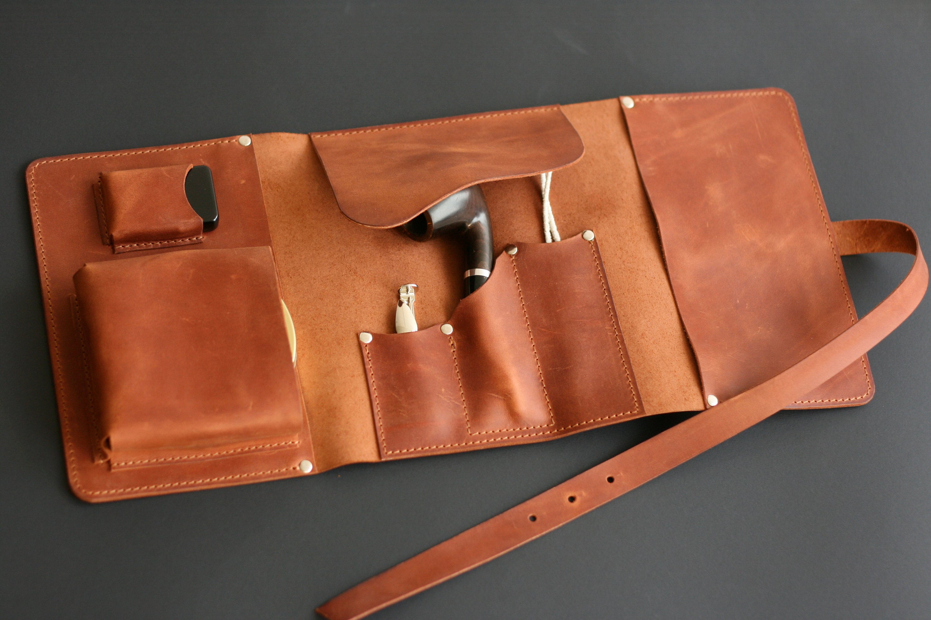 Leather Pipe Pouch Leather Pipe Roll Personalized Pipe Pouch Etsy
