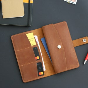 Cartera de cuero hecha a mano, cartera personalizada, cartera para pasaporte, regalo para el día del padre, cartera personalizada, cartera para pasaporte, cartera para hombre