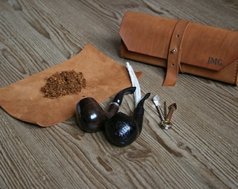 Pipe Case  Leather Pipe Pouch  Personalized  Leather Tobacco Case  Leather Pipe Roll  Leather Pipe Bag  Leather Pipe Holder