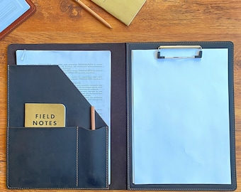 Portapapeles de cuero personalizado: Portadocumentos A4/A5 hecho a mano