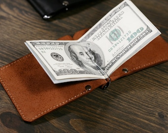 Pince à billets portefeuille pince à billets en cuir personnalisé portefeuille en cuir mince portefeuille pour hommes porte-carte Design minimaliste portefeuille pince à billets