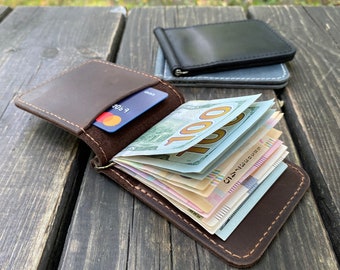 Money Clip Wallet  Personalized  Leather Money Clip  Slim Leather Wallet  Mens Wallet  Card Holder  Minimal Design Wallet  Money Clip