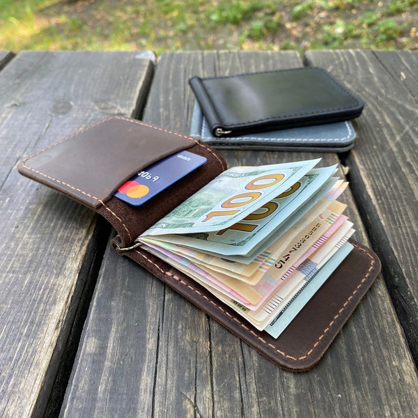 Pince à billets portefeuille pince à billets en cuir personnalisé portefeuille en cuir mince portefeuille pour hommes porte-carte Design minimaliste portefeuille pince à billets