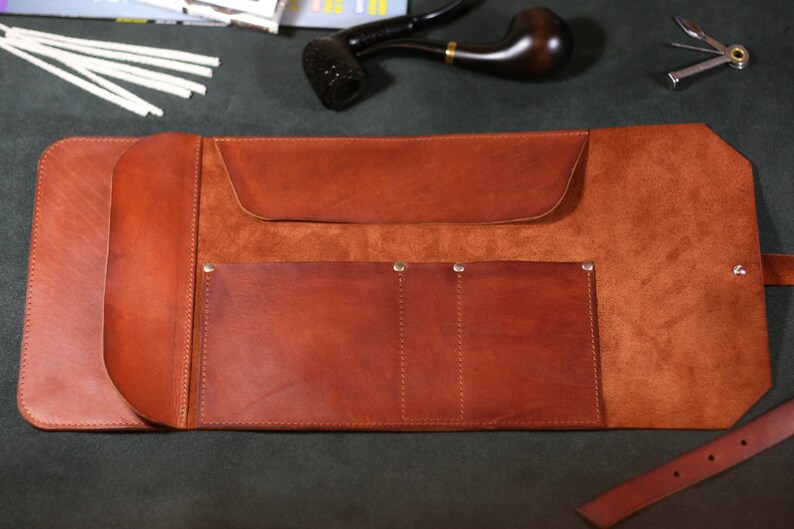 Leather Pipe Roll Leather Pipe Pouch Personalized Pipe Pouch Etsy