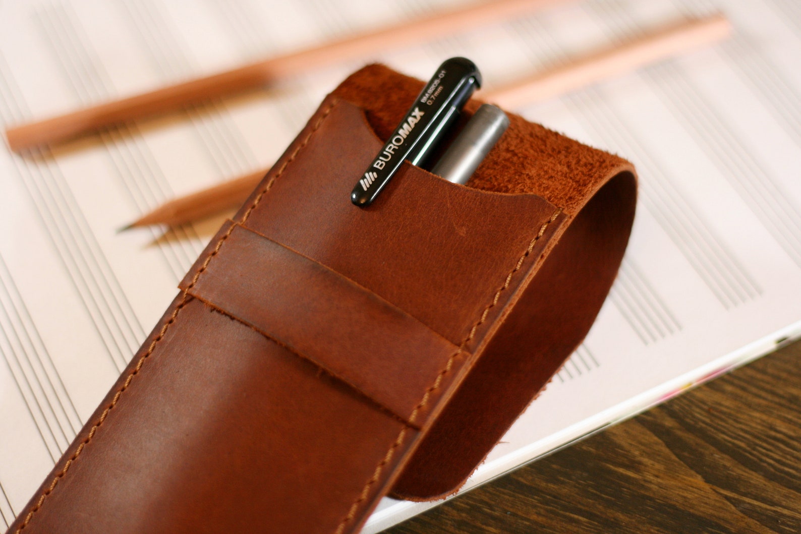 Pen Holder Leather Pen Case Personalized Pen Holder Handmade Etsy