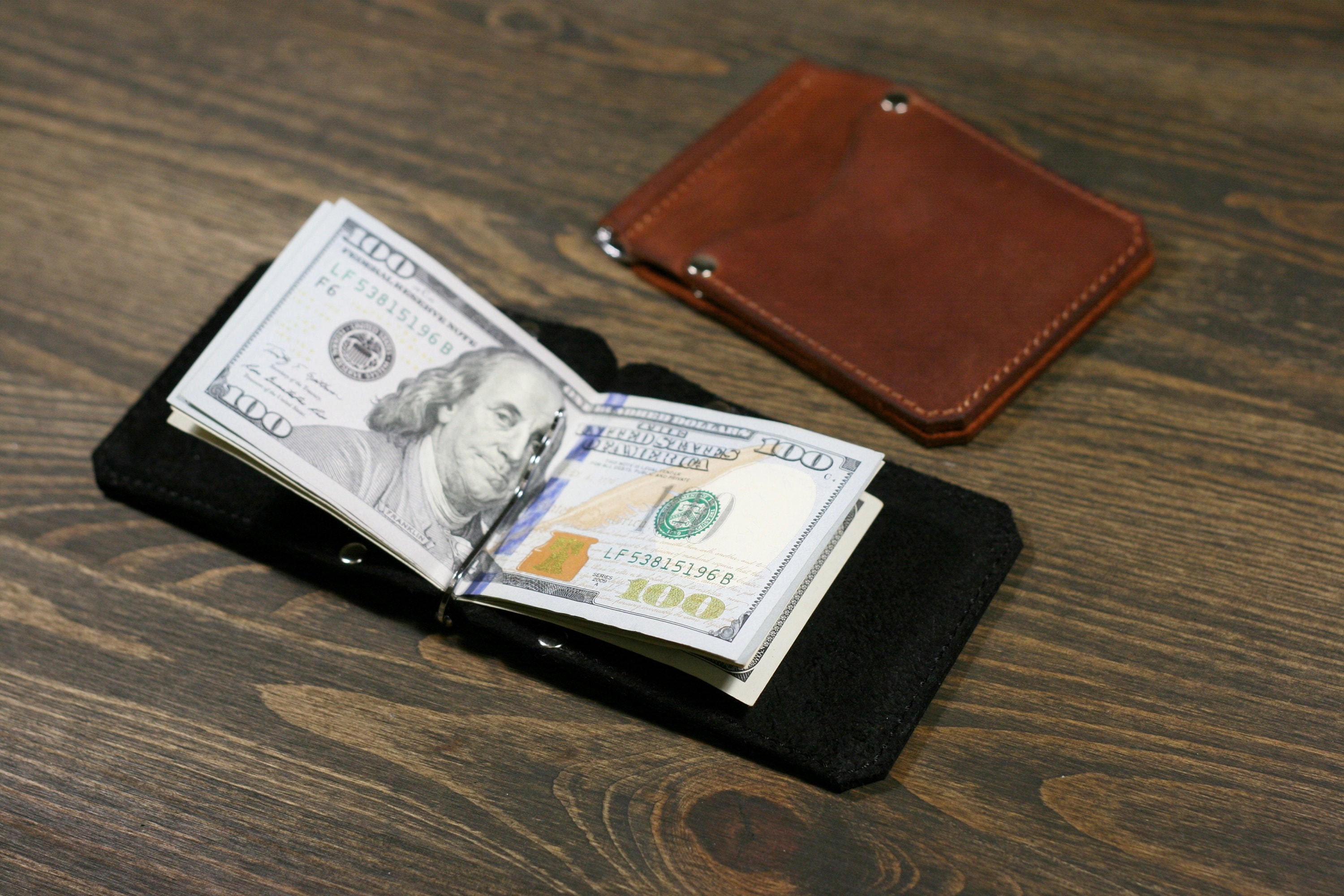 Money Clip Wallet  Personalized  Leather Money Clip  Slim Leather Wallet  Mens Wallet  Card Holder  Minimal Design Wallet  Money Clip