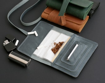 Leather tobacco pouch  Personalized roll  Handmade Tobacco pouch  Leather Tobacco roll  Tobacco case leather  Rolling tobacco case