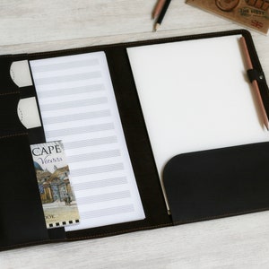 Carpeta de piel auténtica Portafolio personalizado hecho a mano Porta bloc de notas Carpeta para papeles A4/carta Carpeta de música Bolsa para documentos Estuche para carpeta