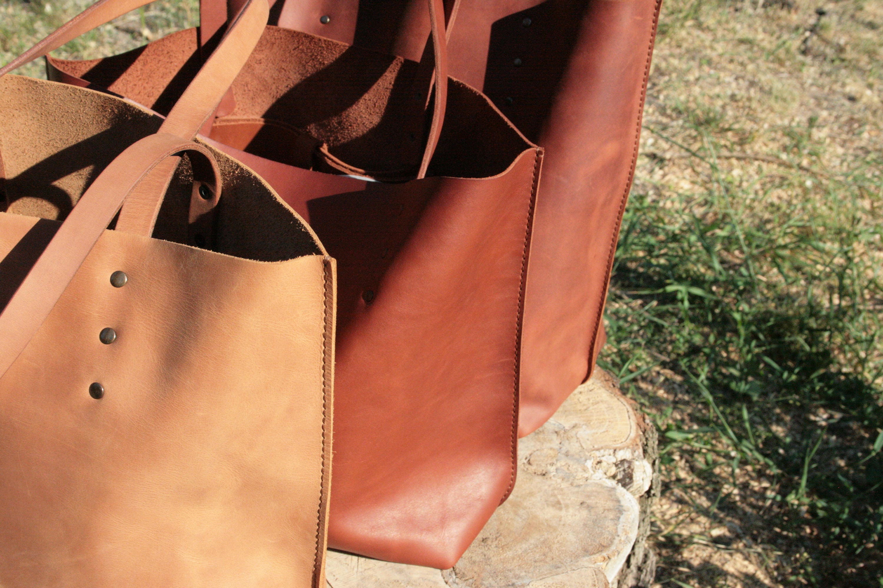 Genuine Leather Tote Bag: Minimalist Shopper Bag Gift - Etsy
