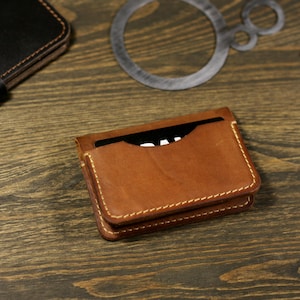 Cartera de cuero hecha a mano Cartera personalizada Cartera de cuero Titular de la tarjeta de visita Cartera minimalista de cuero Estuche para tarjetas de crédito Cartera delgada para hombre