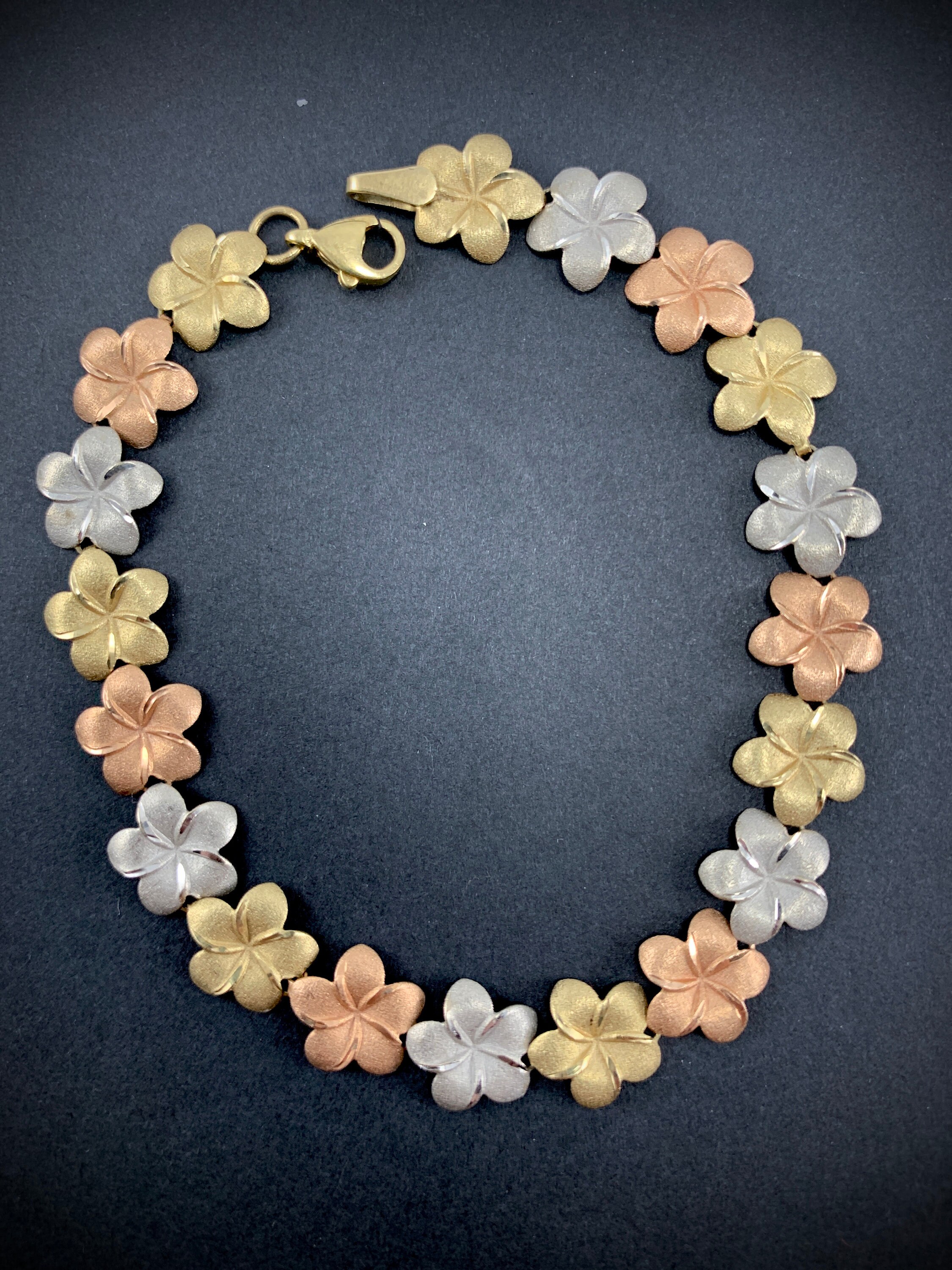 Plumeria Vintage 10K Tricolor Bracelet ARR Gold Bracelet Etsy