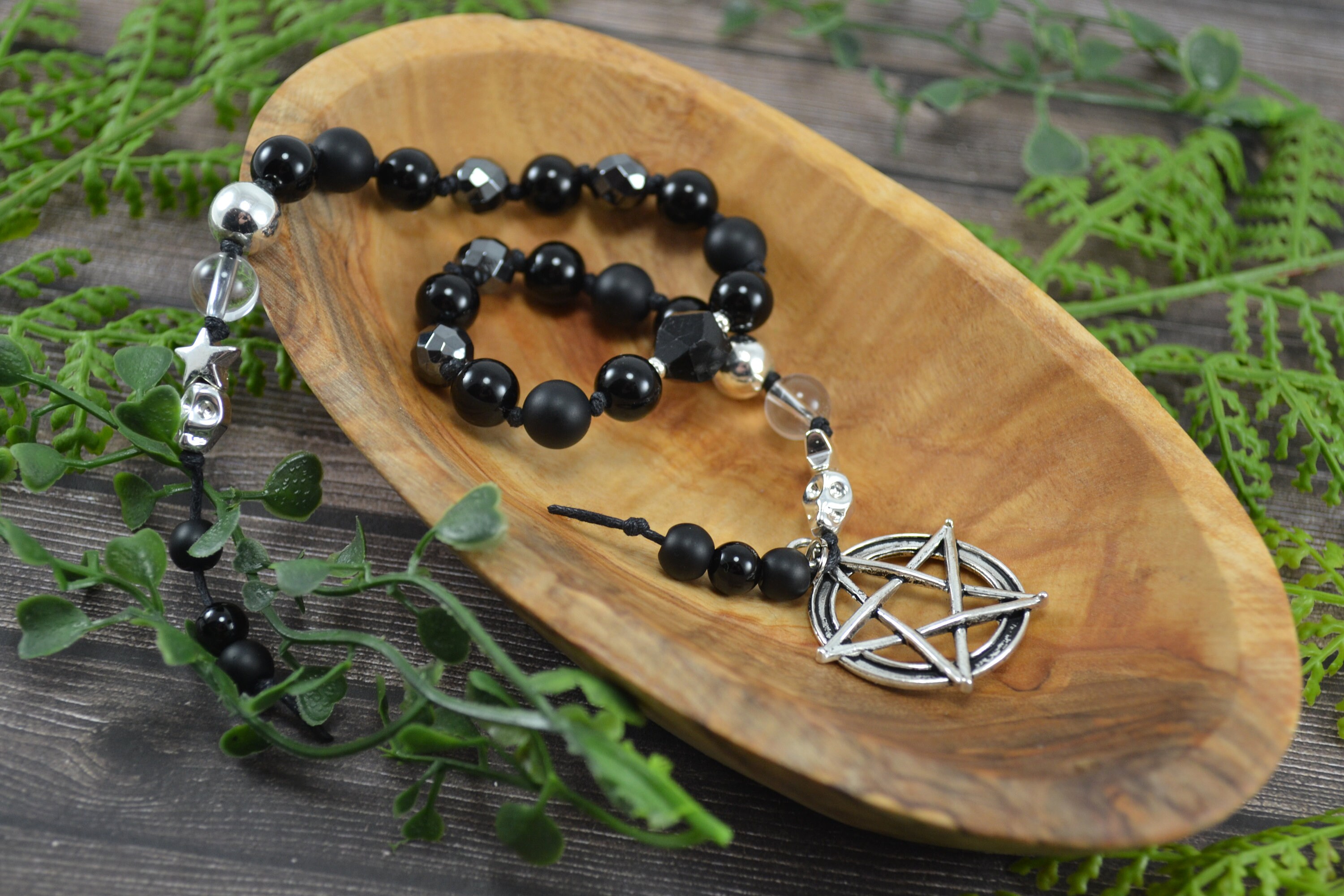 Triple Protection Pagan Prayer Beads Tourmaline Hematite and Etsy