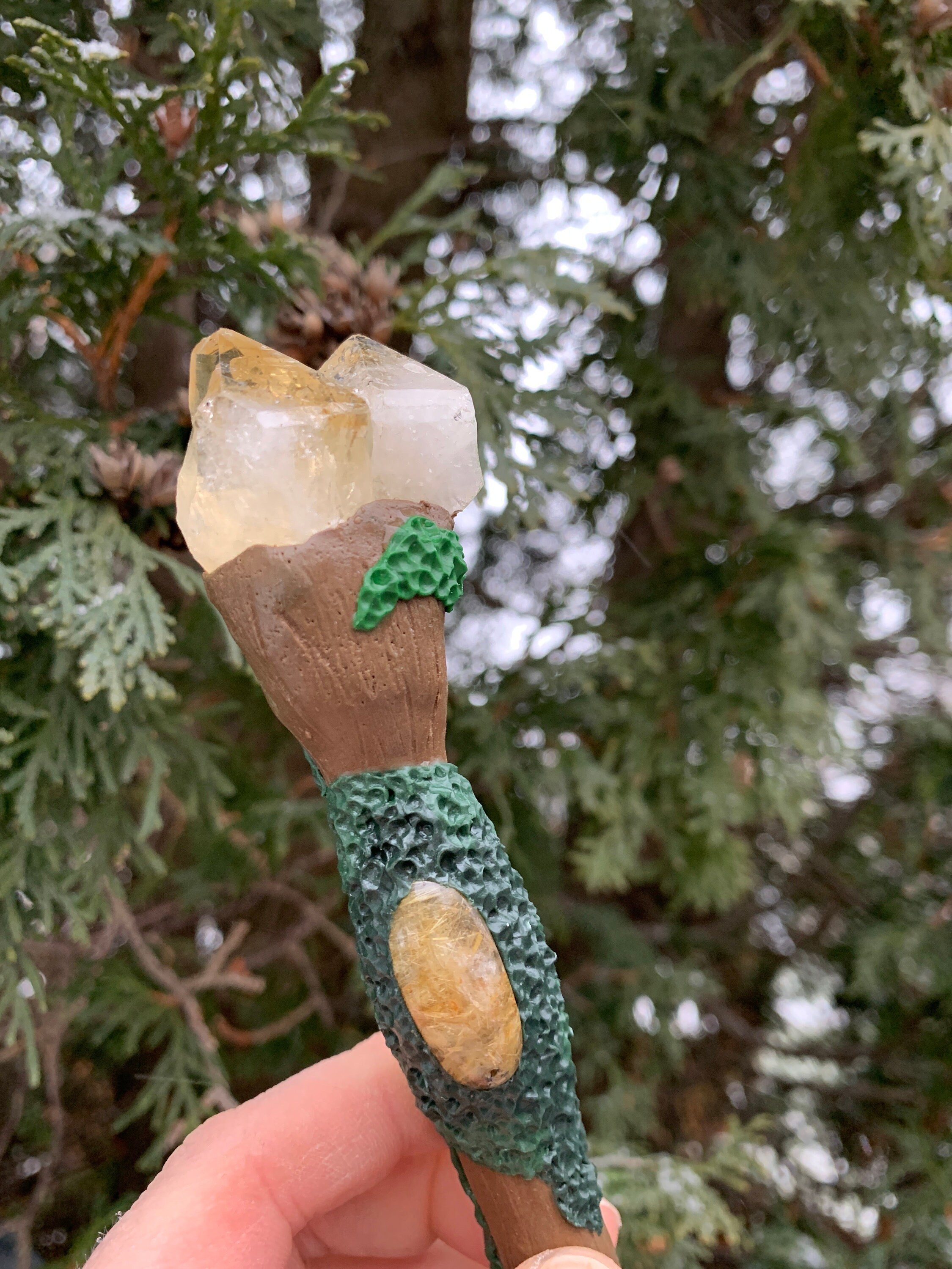 Citrine Magical Wand Crystals and Polymer Clay Wand Altar Etsy
