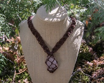 spiritual jewelry macrame choker Macrame necklace wood choker rose quartz necklace