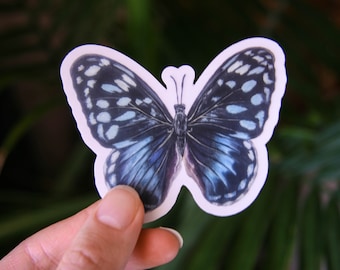 Butterfly Sticker - Artwork  Sticker - Laptop Sticker - Water Bottle Sticker - Boho Sticker - Clear Vinyl Sticker  - Blue Butterfly Art