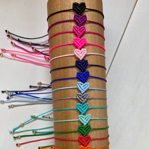 macrame heart solid color bracelet-friendship bracelet-nylon cord bracelet