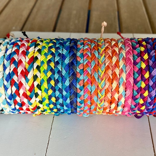 flat braided wax cord bracelet-friendship bracelet-multi-color waterproof adjustable macrame bracelet