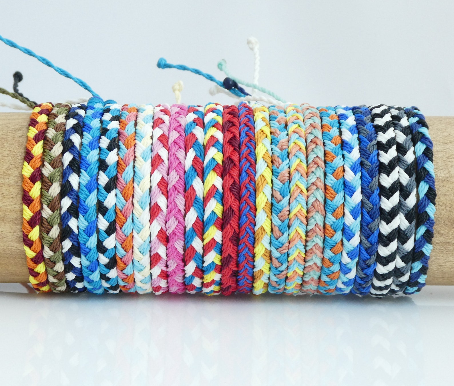 Flat Braided Wax Cord Braceletfriendship Braceletmulticolor Etsy