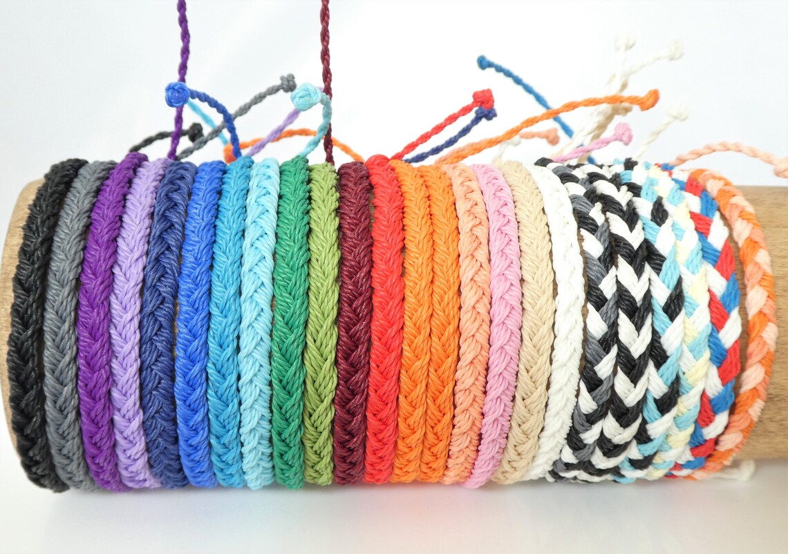 Flat braided wax cord braceletfriendship braceletwaterproof Etsy