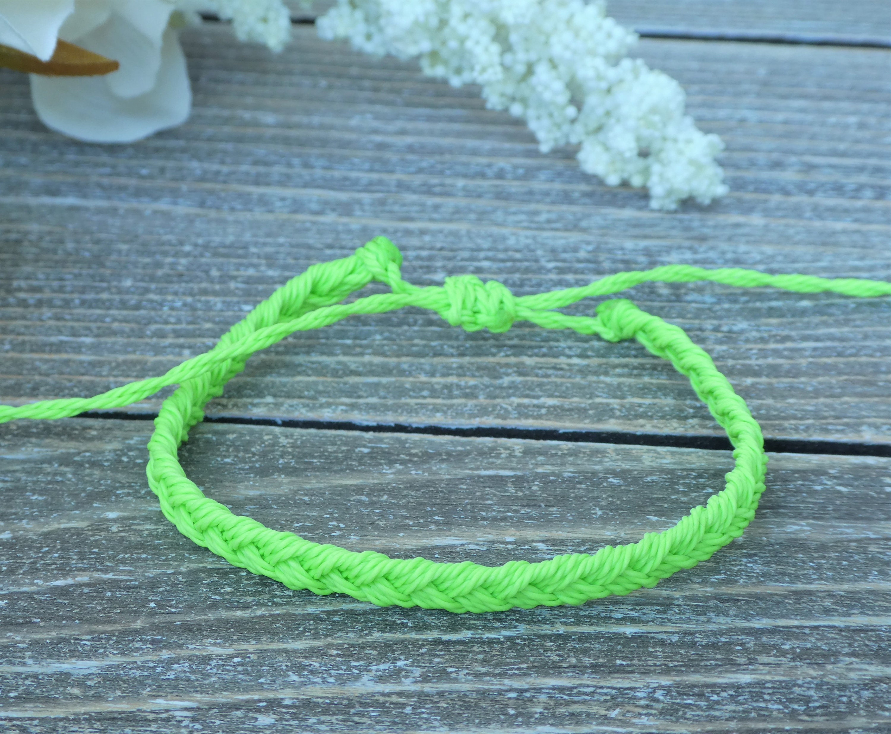 Solid Color Flat Braided Wax Cord Braceletfriendship Etsy