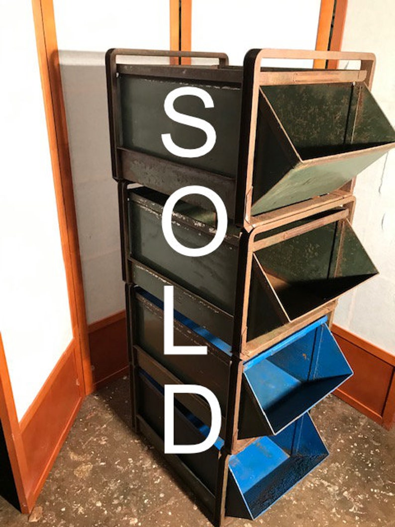 Vintage Rustic Industrial Metal Stackable Storage Bins pat Etsy