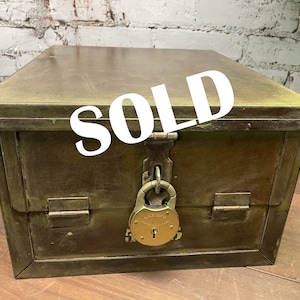 Vintage Heavy Metal Strong Box, Cash Box, Money Box, Documents box , Storage Box