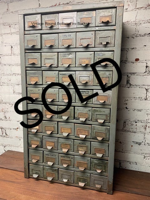 Vintage Metal 50 Drawer Distressed Industrial Parts Cabinet SOLD 