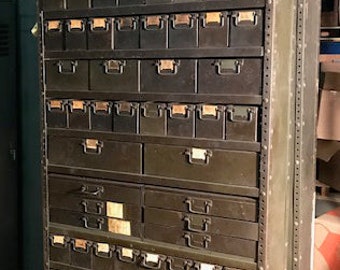 Vintage Colossal 1940's American Industrial Multi Drawer Parts Cabinet 77 Drawers 87" High/ Recommend Local pick up
