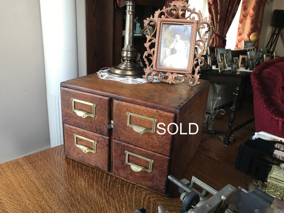 Macey Wernicke Tiger Oak 4 Drawer Library Card File Cabinet Etsy