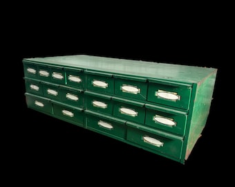 Vintage Metal industrial 17 Drawer Parts Cabinet