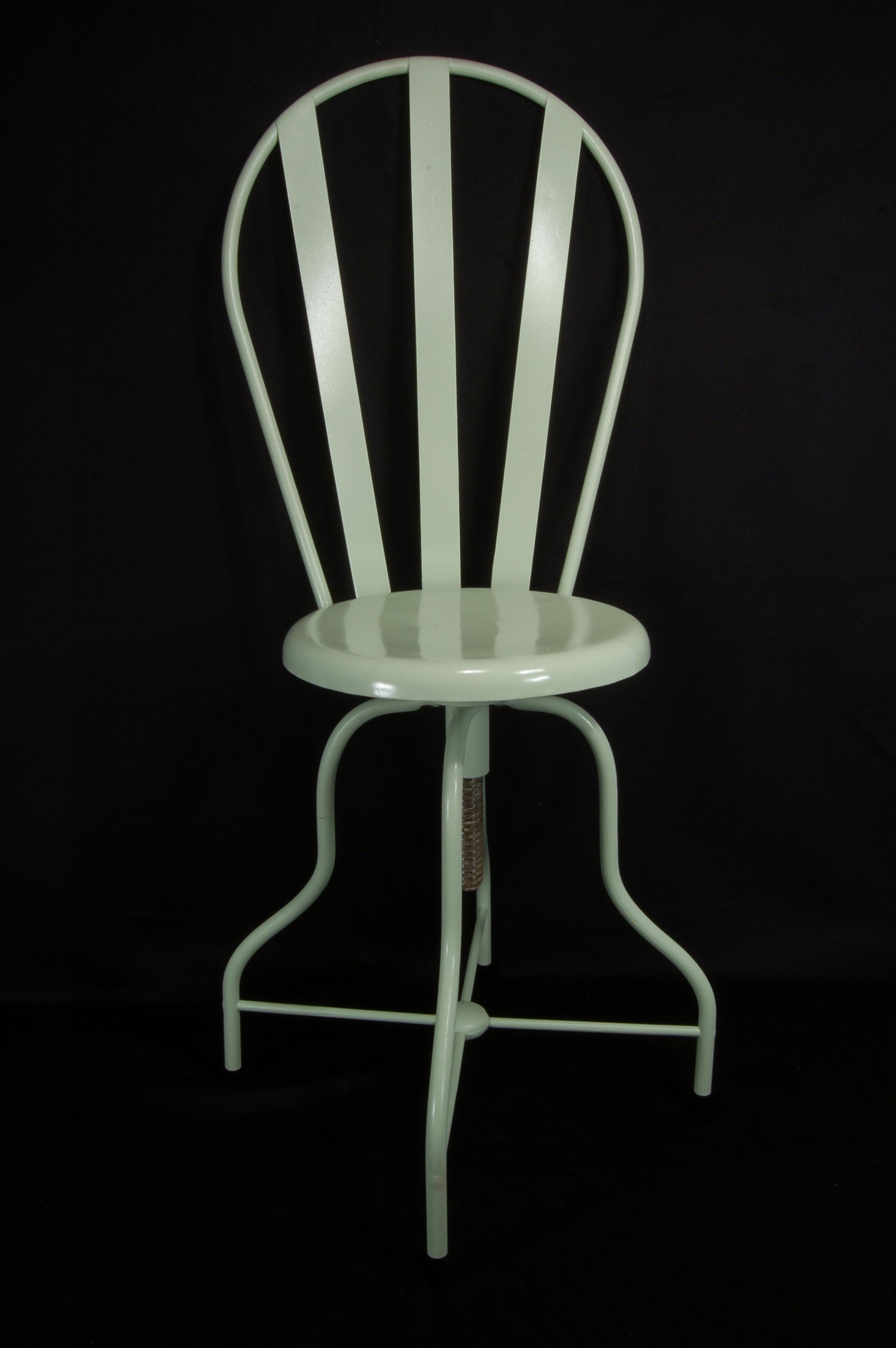 Antique 1920's High Back Slotted Medical Metal Chair, Exam Chair