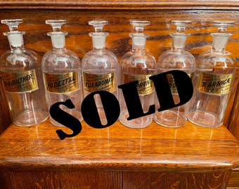 19 Century Whitall Tatum Under Glass label Apothecary/ Druggists Bottles