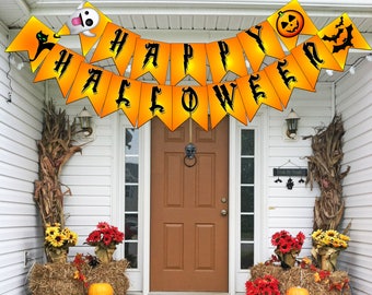 Happy Halloween Banner | Halloween Party Decor | Halloween Party Decorations | Printable Halloween Decorations | Halloween Banner Printable