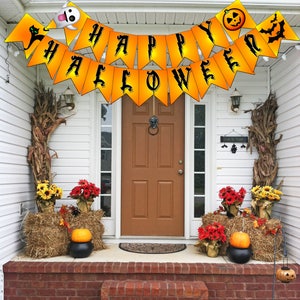 Happy Halloween Banner | Halloween Party Decor | Halloween Party Decorations | Printable Halloween Decorations | Halloween Banner Printable