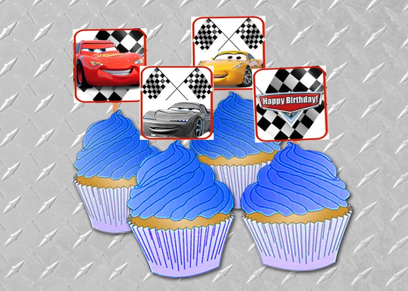 Cars Cupcake Toppers Printables Cars Party Decorations Etsy