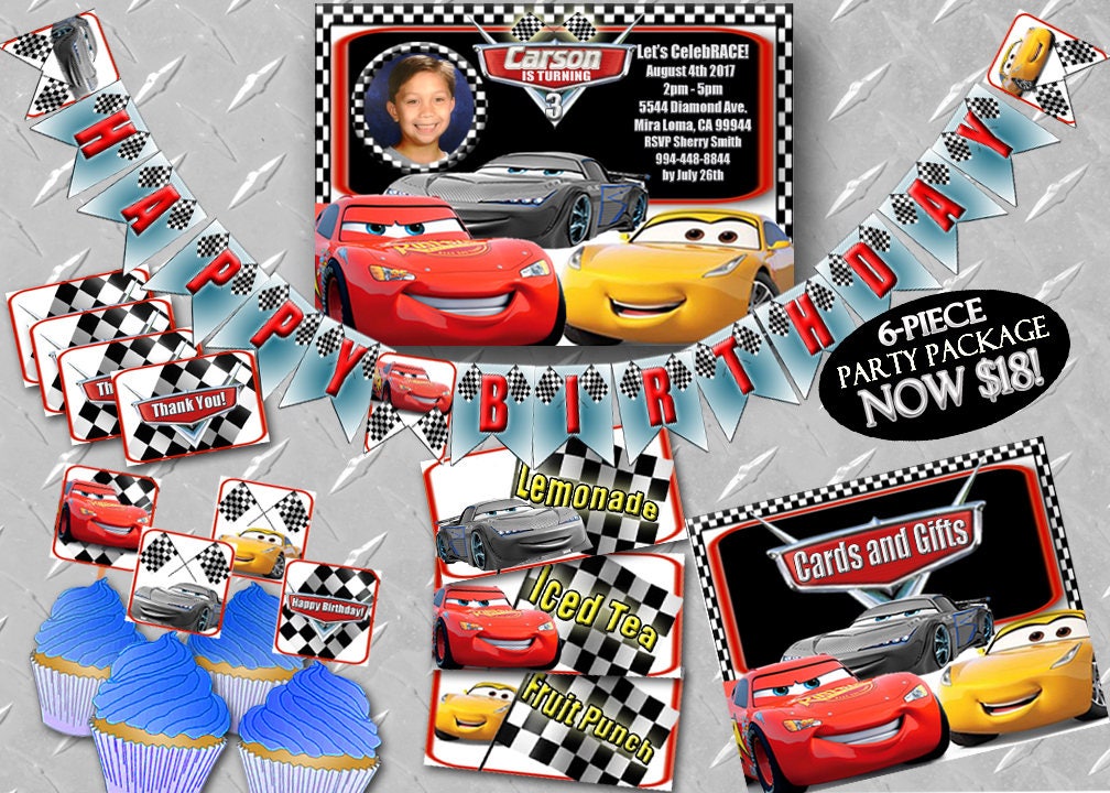 Cars Birthday Banner Cars Birthday Decorations Cars Party Theme Cars ...