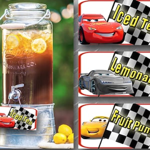 Cars Drink Labels | Cars Birthday Decorations | Cars Party Theme | Lightning McQueen Party | Printable Cars Party Decor
